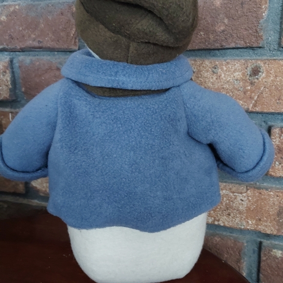 Snowman Felt Plush Christmas Decor Weighted Shelf Sitter White Blue Coat  Olive - Picture 5 of 7